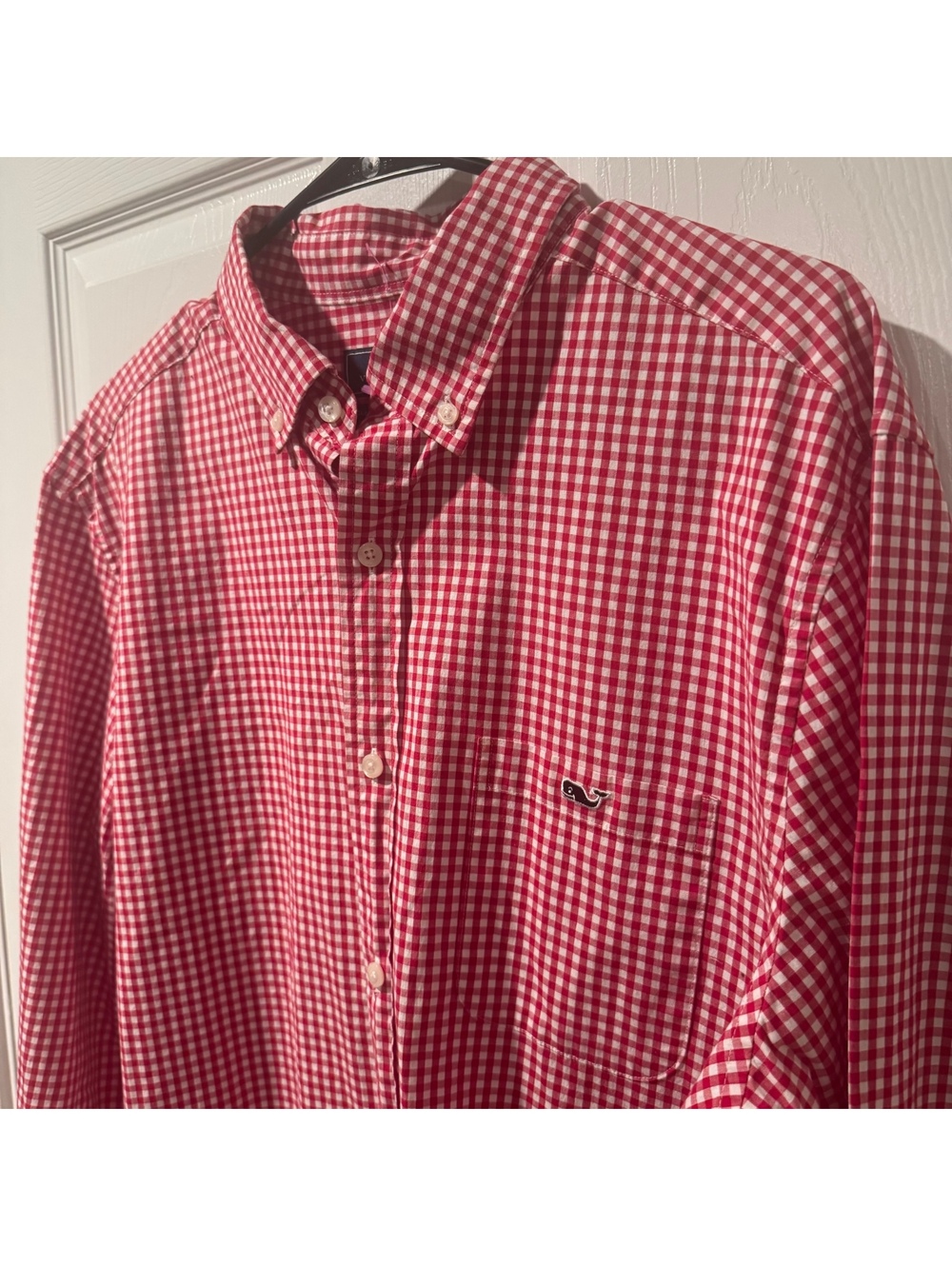 Vineyard Vines Classic Fit Tucker Red Gingham Shirt-Large